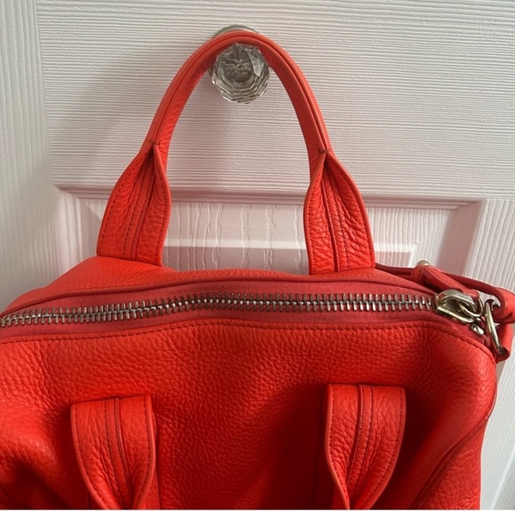 Authentic Alexander Wang Rocco Orange Pebbled Leather Studded Satchel. - Picture 2 of 16